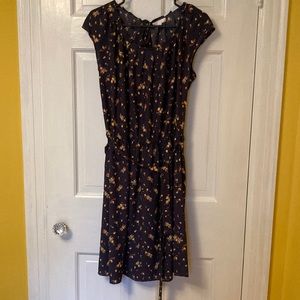 LC navy dress with dainty flowers.